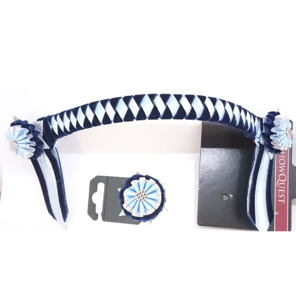 ShowQuest Boston Navy Blue, Silver and Pale Blue Showing Browband