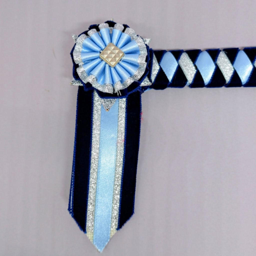 ShowQuest Boston Navy Blue, Silver and Pale Blue Showing Browband