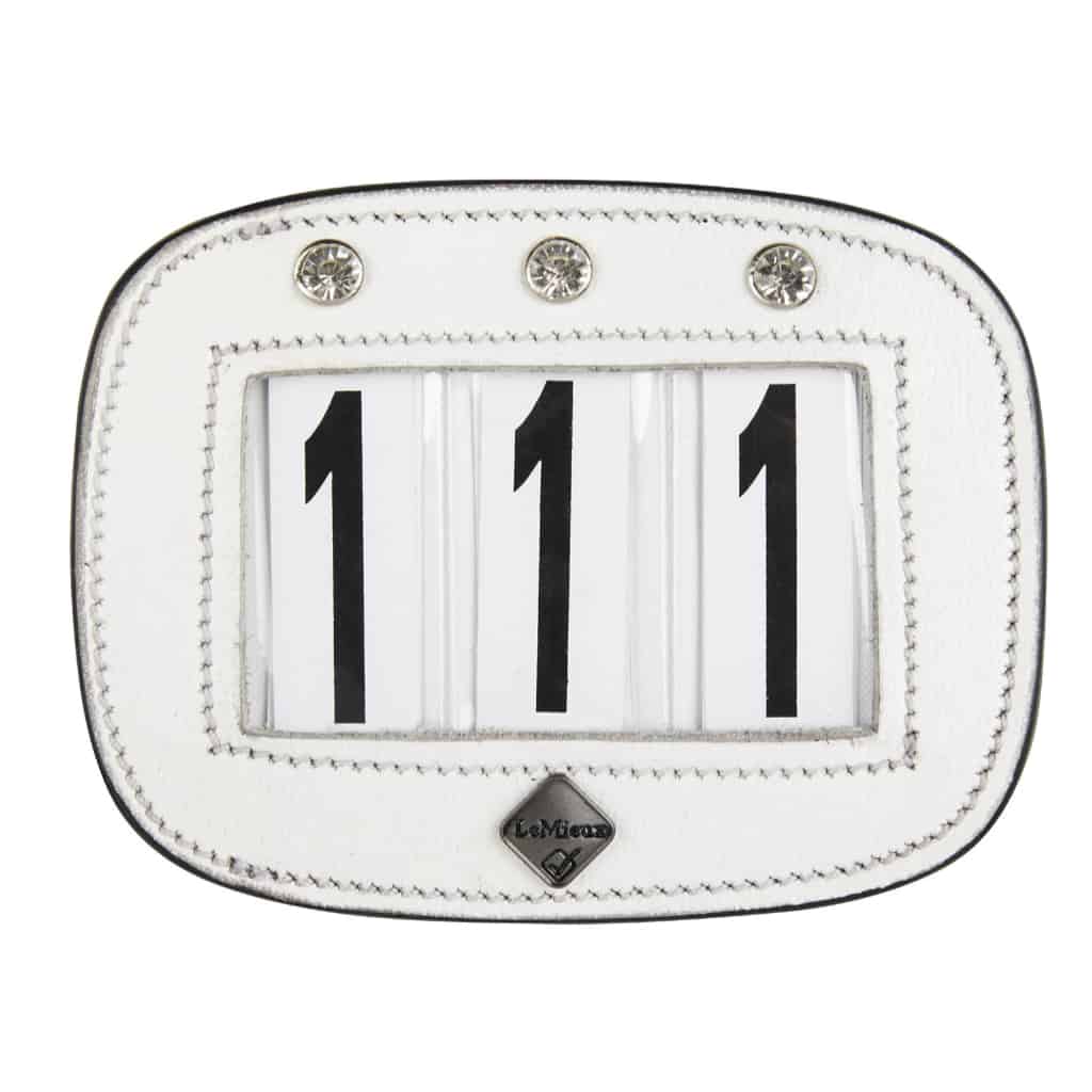 LeMieux Hamag Leather Saddle Pad Square Number Holder White Diamante